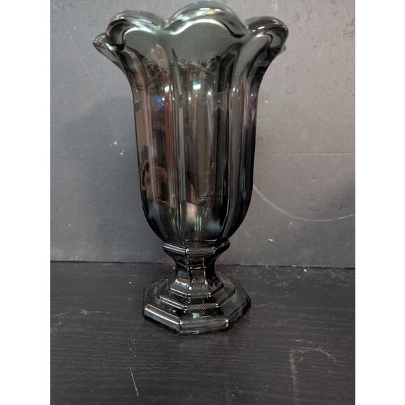 Chamorro Glass Table Vase See More by Astoria Grand VINTAGE smoke gray 9" tall - Picture 2 of 9
